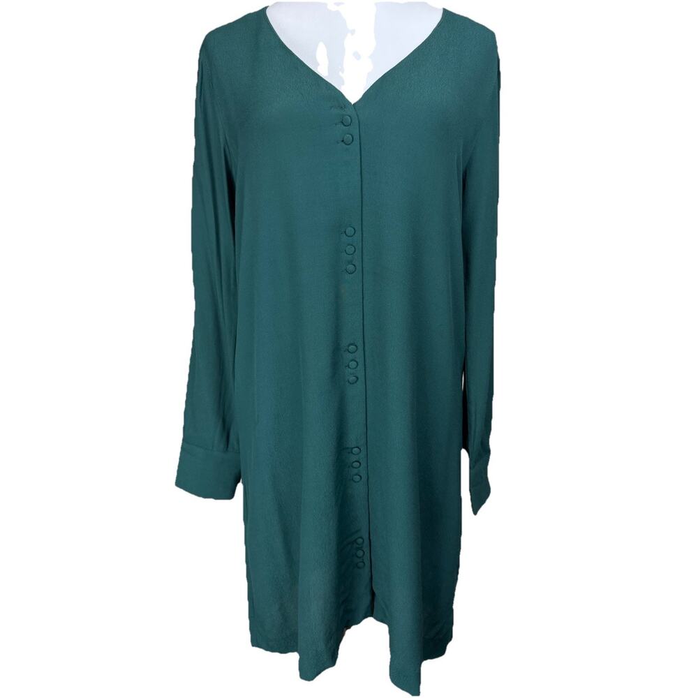 Madewell Women's‎ Dress Button Front Sz S Midi Green Long Sleeves